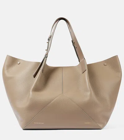 Victoria Beckham The New Medium Leather Tote Bag In Brown