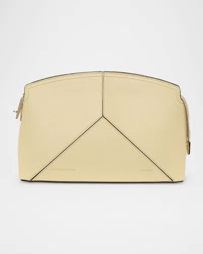Victoria Beckham The Victoria Zip Leather Clutch Bag In Ivory