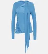 Victoria Beckham Tie Detail Stretch Top In Blue