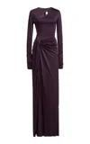 Victoria Beckham Tie-front Cut-out Gown In Burgundy