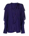 Victoria Beckham Romantic Draped Silk Blouse In Blue