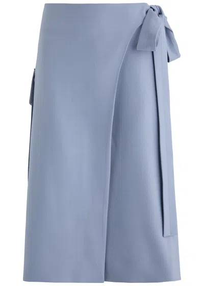 Victoria Beckham Tie-fastening Twill Midi Wrap Skirt In Denim