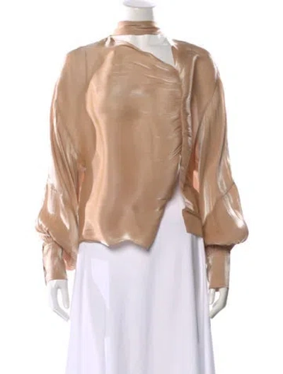 Pre-owned Victoria Beckham Tie Neck Long Sleeve Blouse In Neutral