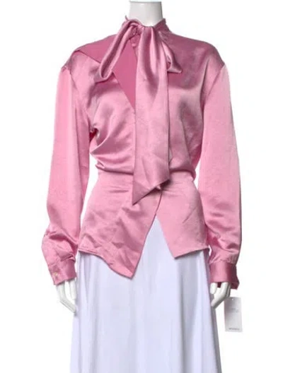 Pre-owned Victoria Beckham Tie Neck Long Sleeve Blouse W/ Tags In Pink