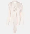 Victoria Beckham Womens Self-tie-fastening Shawl-collar Woven-blend Blouse Primrose In Weiss