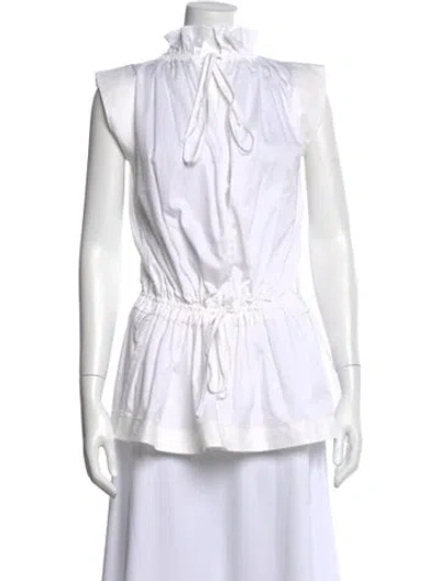 Pre-owned Victoria Beckham Tie Neck Sleeveless Blouse In White