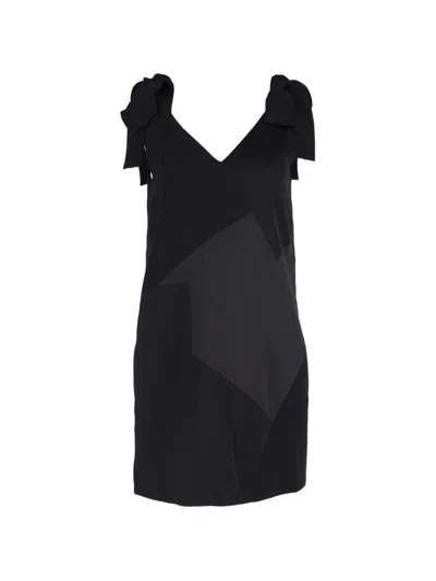 Pre-owned Victoria Beckham Tie-straps Panelled Mini Dress In Black