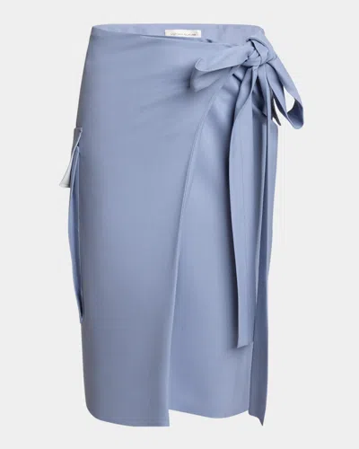 Victoria Beckham Tie Wrap Midi Cargo Skirt In Bluebell