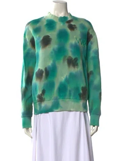 Pre-owned Victoria Beckham Tie-dye Print Crew Neck Sweater In Green
