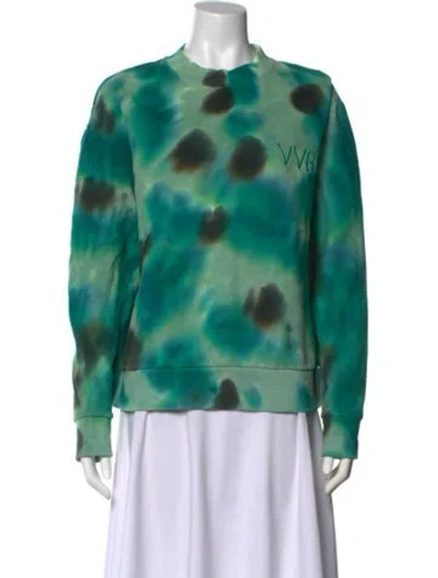 Pre-owned Victoria Beckham Tie-dye Print Crew Neck Sweatshirt In Green