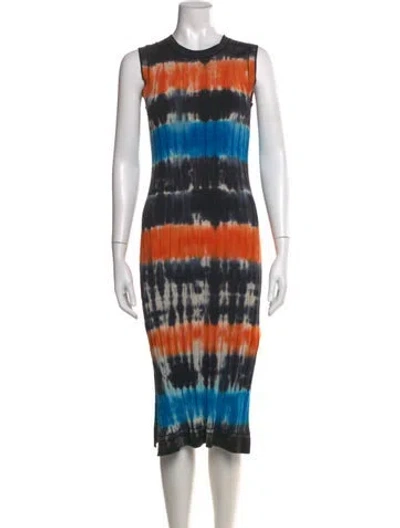 Pre-owned Victoria Beckham Tie-dye Print Midi Length Dress In Black