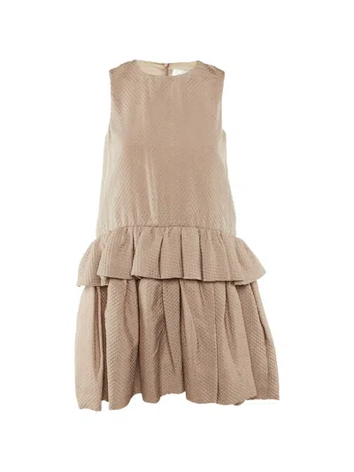 Pre-owned Victoria Beckham Tiered-frill Mini Dress In Neutral