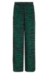 Victoria Beckham Tiger-print Silk Trousers In Green/navy