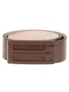 Victoria Beckham Calf Leather Belt With Design In Brown