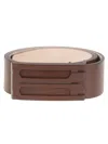 Victoria Beckham Calf Leather Belt With Design In Brown