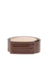 Victoria Beckham Calf Leather Belt With Design In Brown