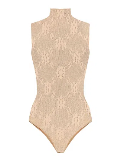 Victoria Beckham Nude Colored High Neck Bodysuit