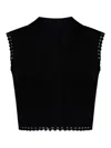 Victoria Beckham Scallop Trim Cropped Tank Top In Black