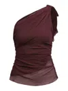 Victoria Beckham Drapped Monospallalas In Burgundy
