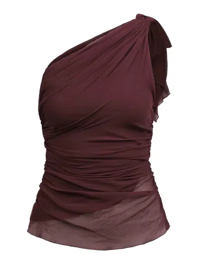 Victoria Beckham Drapped Monospallalas In Burgundy