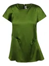 Victoria Beckham Draped Pleat Detail Top In Green