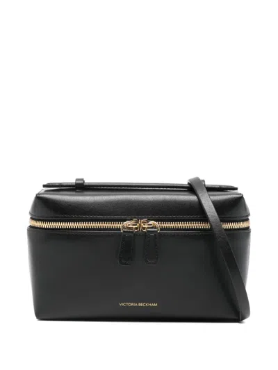 Victoria Beckham Vanity Black Crossbody Bag With Adjustable Strap And Logo Lettering On The Front In Leather Woman