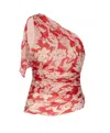 Victoria Beckham Womens Chilli Blush Asymmetric Draped Floral Silk Top In Red