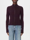 Victoria Beckham Long-sleeved Top With High Neckline And Fitted Silhouette In Purple