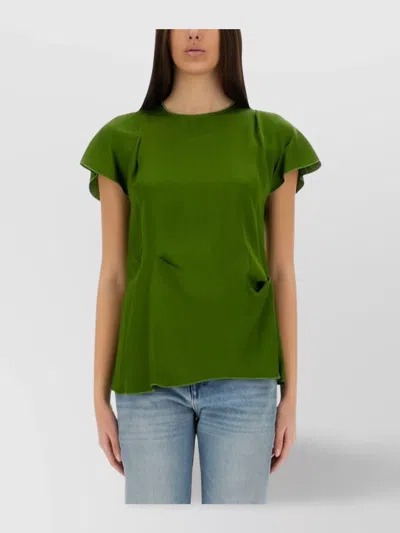 Victoria Beckham Tops With Darts And Folds In Green