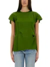 Victoria Beckham Asymmetrical Pleated Blouse In Green