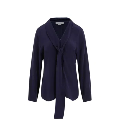 Victoria Beckham Silk Shirt With Tie Detail In Black