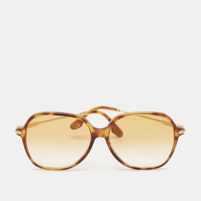 Pre-owned Victoria Beckham Tortoise Brown Vb613s Oversized Sunglasses