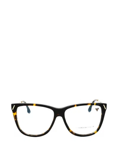 Victoria Beckham Tortoiseshell-effect Rectangle-frame Glasses In Multi