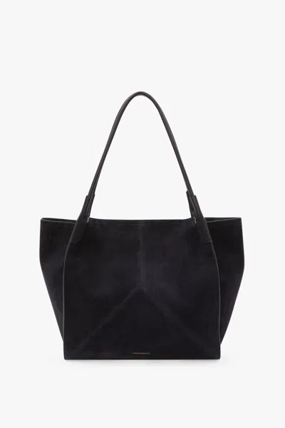 Victoria Beckham Tote Large In Navy Suede In Blue