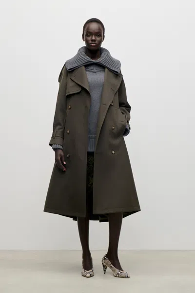 Victoria Beckham Trench Coat In Brown In Green