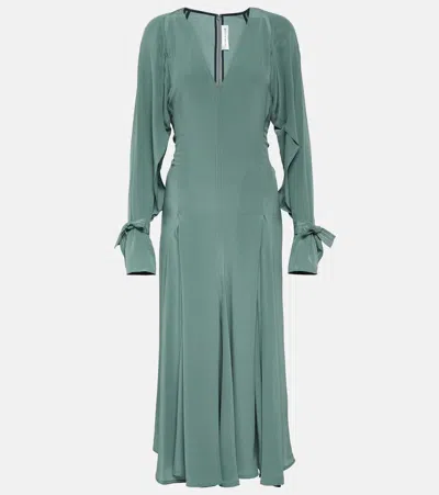 Victoria Beckham Trench Cutout Silk Midi Dress In Grey