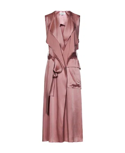 Victoria Beckham Trench Satin Midi Dress In Pink