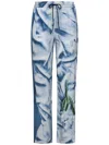 Victoria Beckham Womens Satin Flowers Ice Blue Abstract-print Two-slip-pockets Straight-leg Mid-rise Silk Trousers In Blue