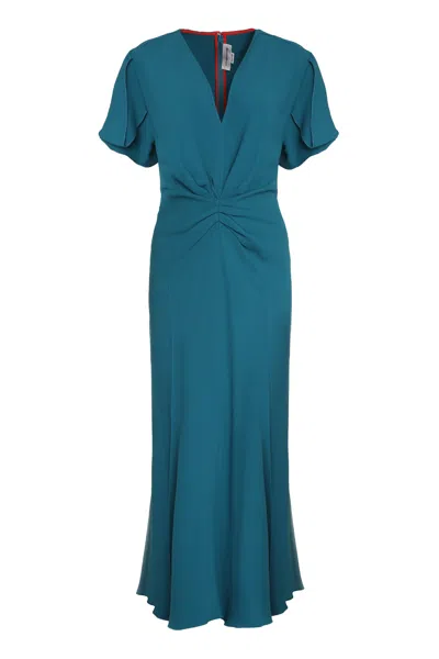 VICTORIA BECKHAM TURQUOISE STRETCH VISCOSE DRESS FOR WOMEN – SS24 COLLECTION