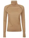 Victoria Beckham Wool Turtleneck Sweater In Brown