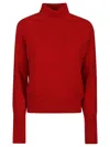 Victoria Beckham Wool Double Layer Top With Sheer Underlay In Red