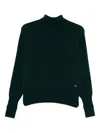 Victoria Beckham Ribbed Turtle-neck Wool Jumper With Long Sleeves In Blue