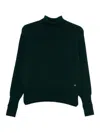 Victoria Beckham Ribbed Turtle-neck Wool Jumper With Long Sleeves In Green