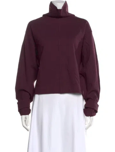 Pre-owned Victoria Beckham Turtleneck Long Sleeve Sweatshirt In Burgundy