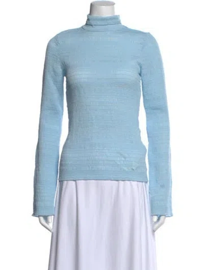 Pre-owned Victoria Beckham Turtleneck Long Sleeve Top In Blue