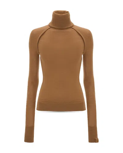 Victoria Beckham Turtleneck Sweater In Brown