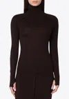 Victoria Beckham Brown Turtleneck Sweater In Wool In Brown