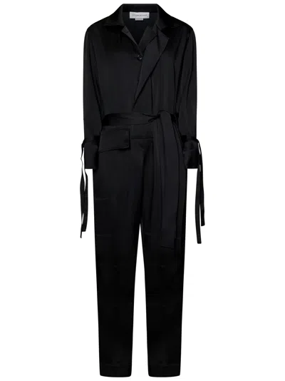 Victoria Beckham Long-sleeved Black Jumpsuit In Nero