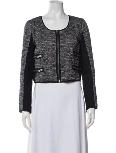 Pre-owned Victoria Beckham Tweed Pattern Jacket In Blue