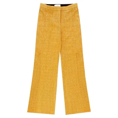 Pre-owned Victoria Beckham Tweed Straight-leg Trousers In Orange